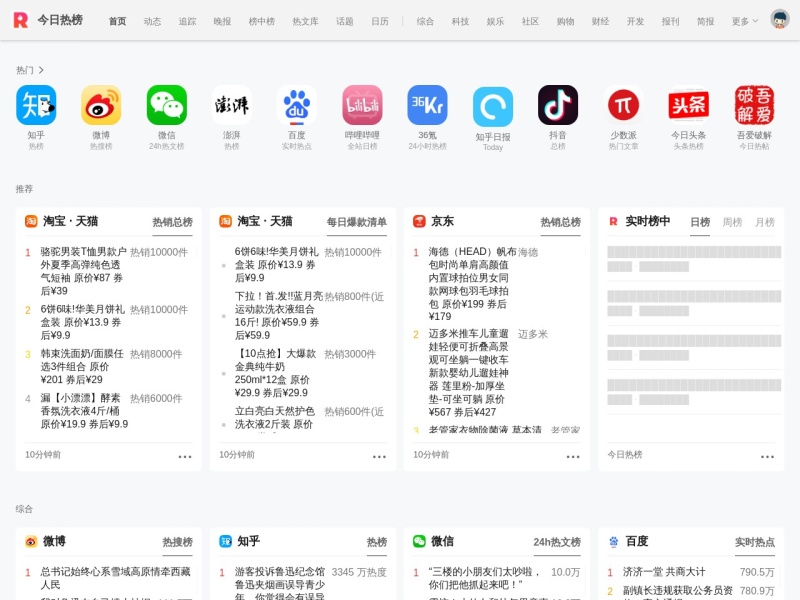 今日热榜 网站截图