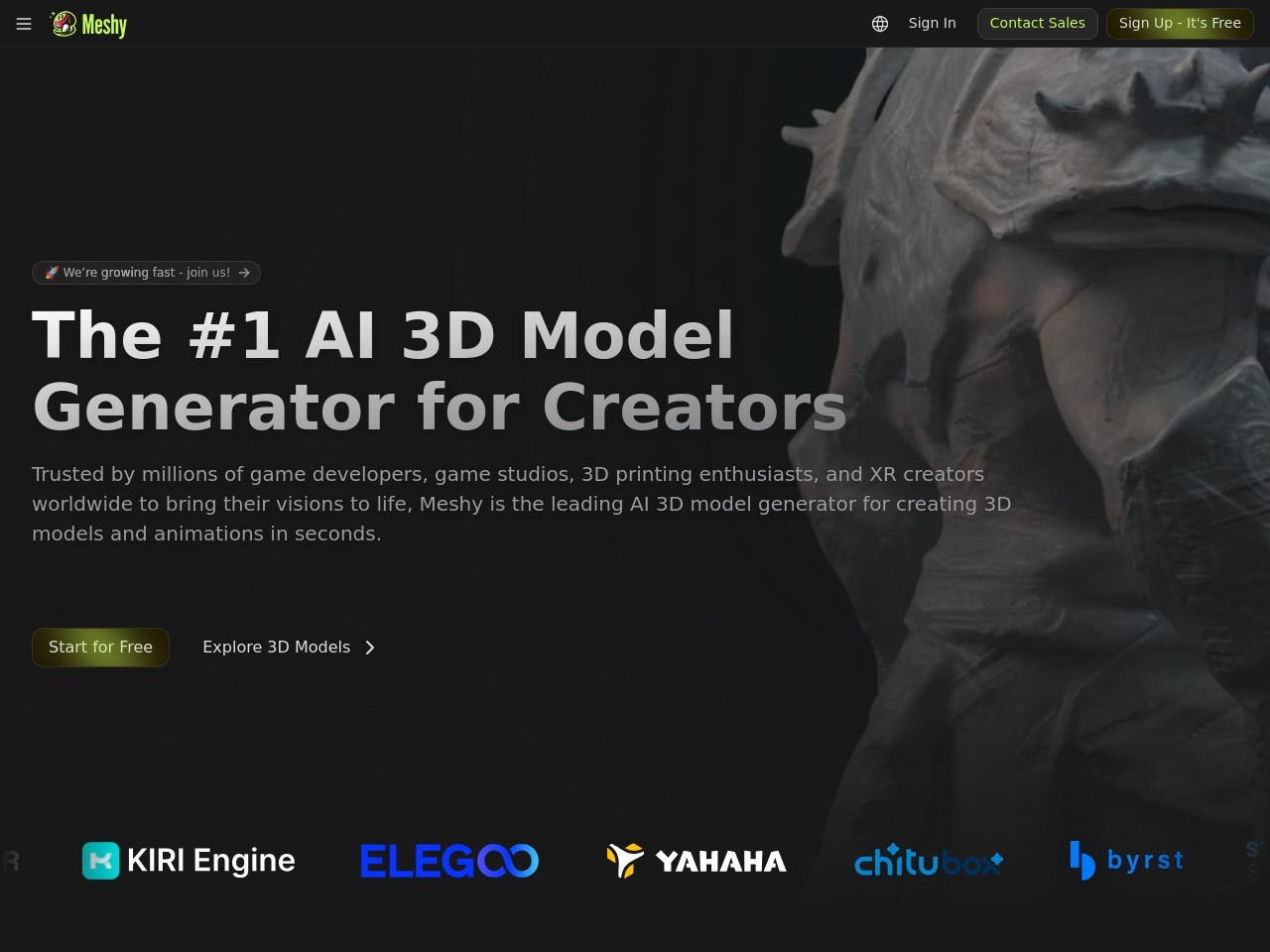 MeshyAI 3D 网站截图