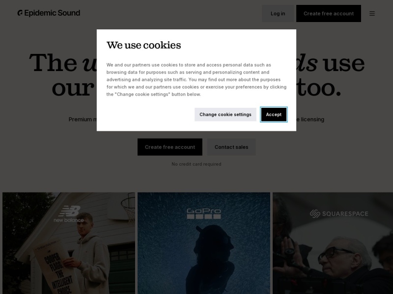 Epidemic Sound 网站截图