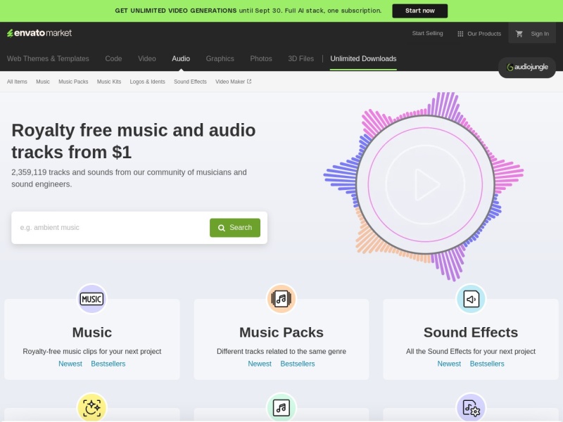 AudioJungle 网站截图